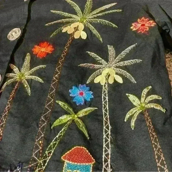 New Direction Jacket Womens Size L Black Embroidered & Beaded- Island Theme - Picture 4 of 9